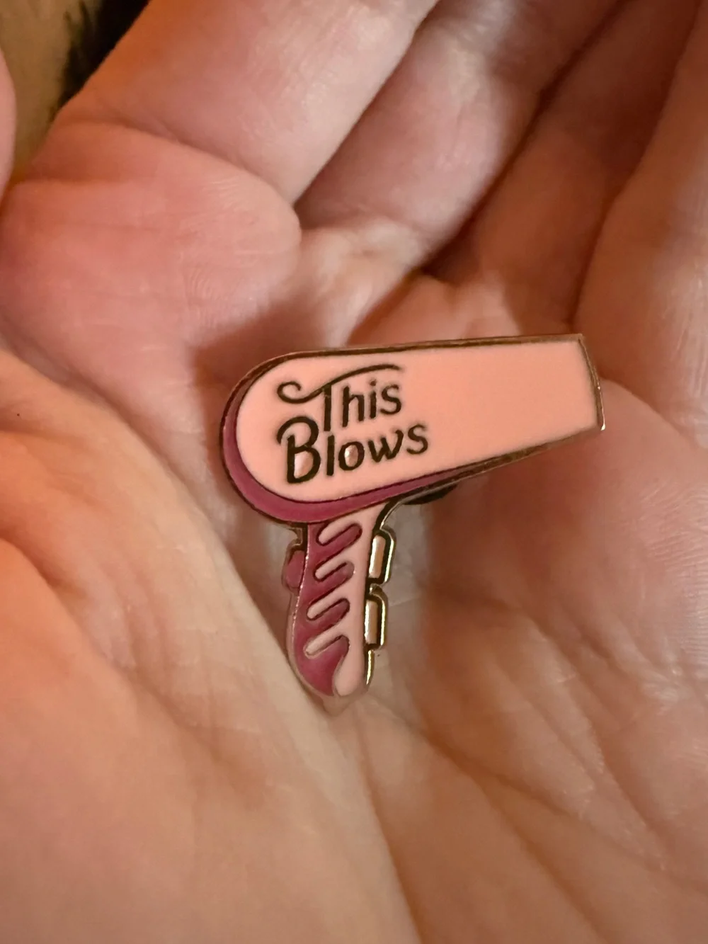 New Small This Blows Enamel Pin Pink Hairdryer Hair Dryer Cute Gift Kawaii